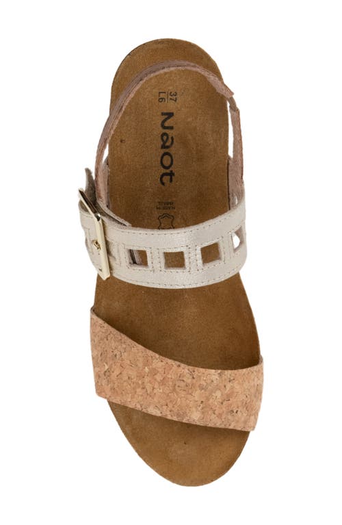 Naot Dynasty Wedge Sandal In Cork Leather/rdnt Gld/latte