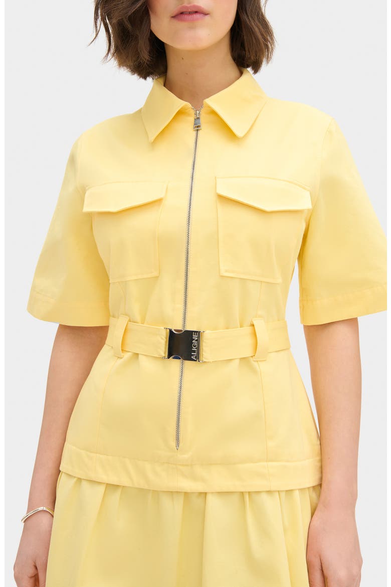 Pearl Short Sleeve Organic Cotton Midi Dress, Alternate, color, YELLOW