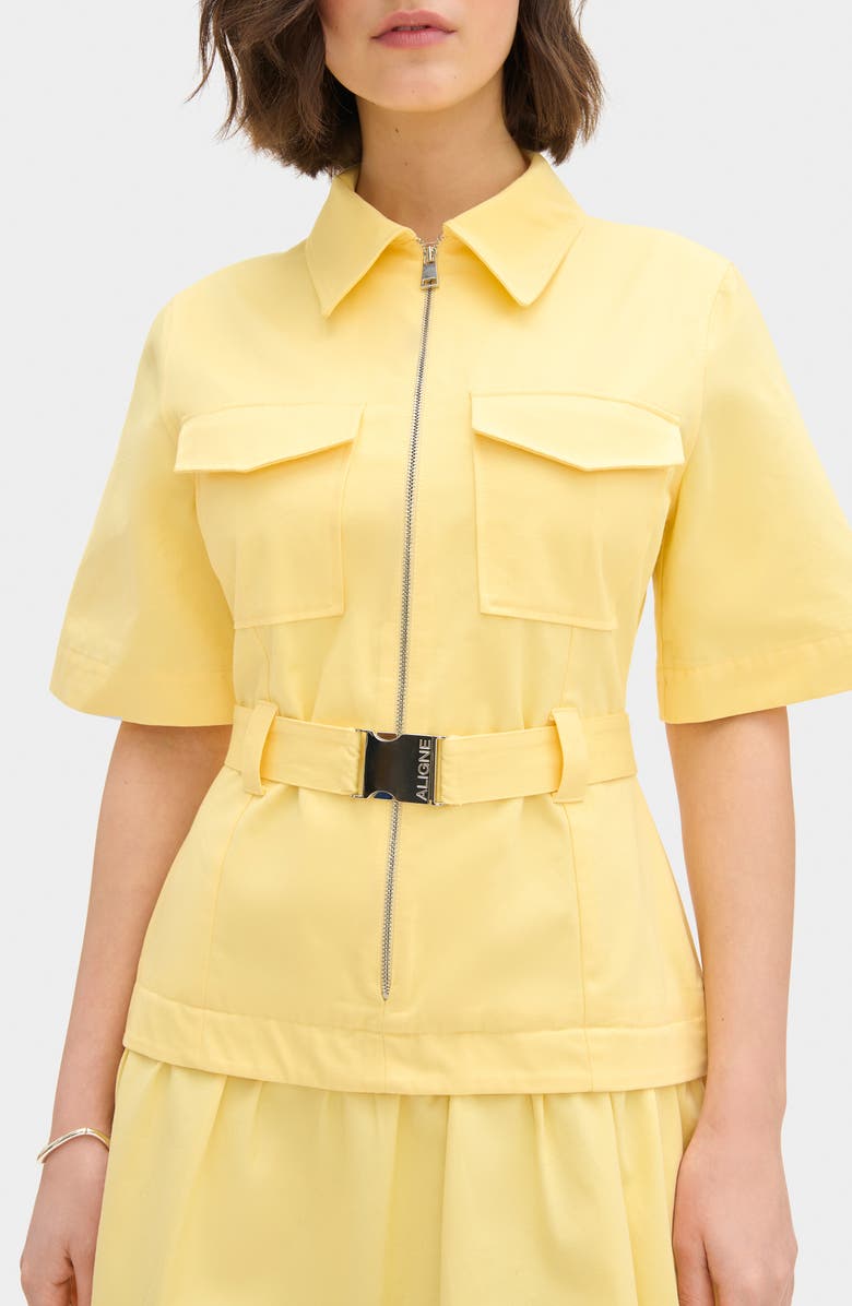 ALIGNE Pearl Short Sleeve Organic Cotton Midi Dress, Alternate, color, Yellow