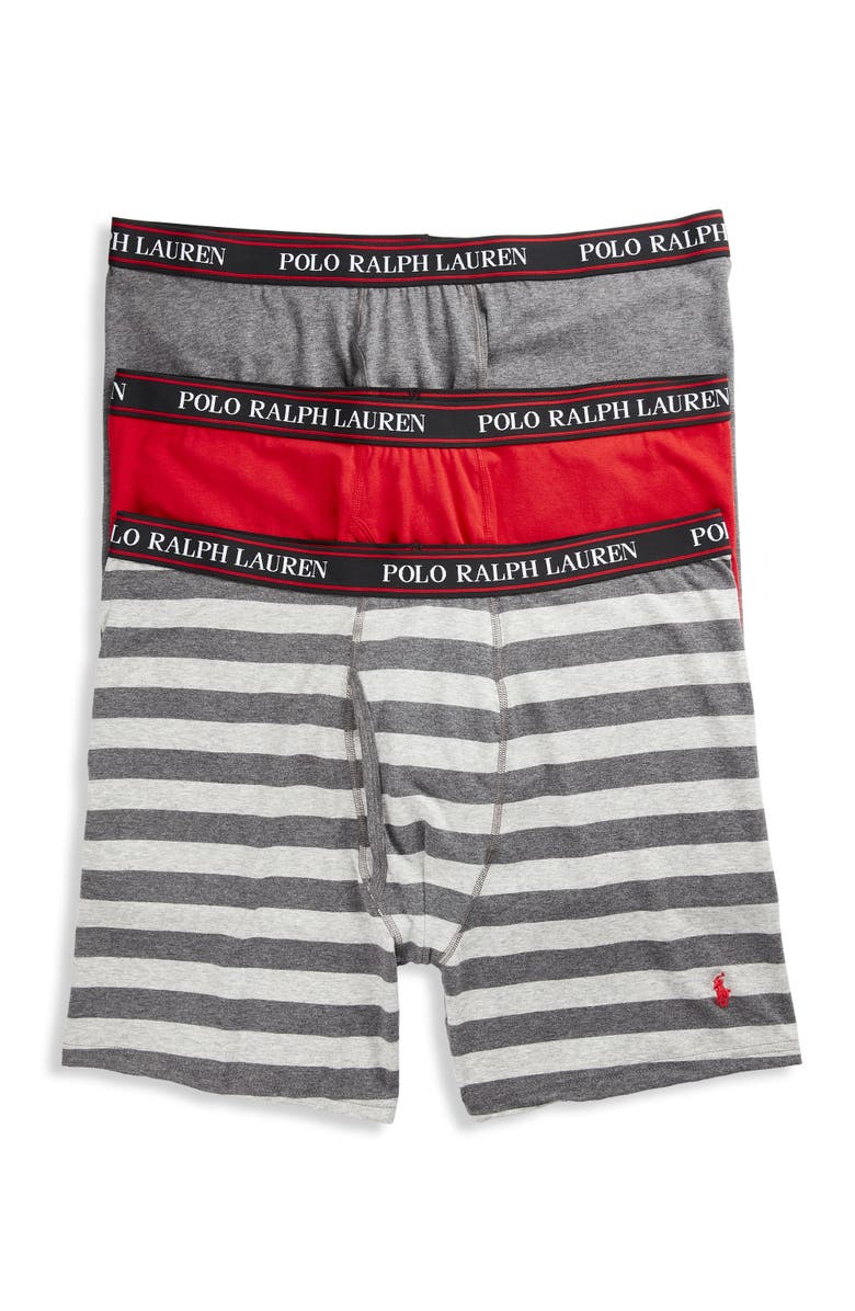 Polo Ralph Lauren 3-Pk Classic Stretch Boxer Briefs, Main, color, Red Charcoal Mlti