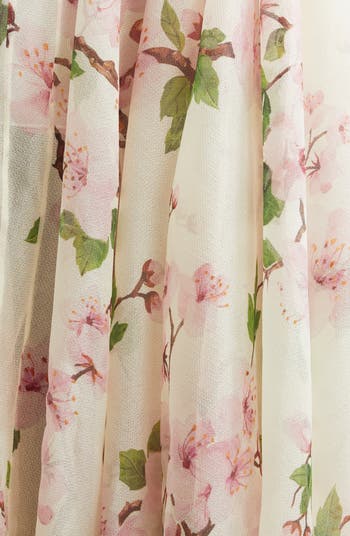Cherry Blossom Print Pleated Organza
