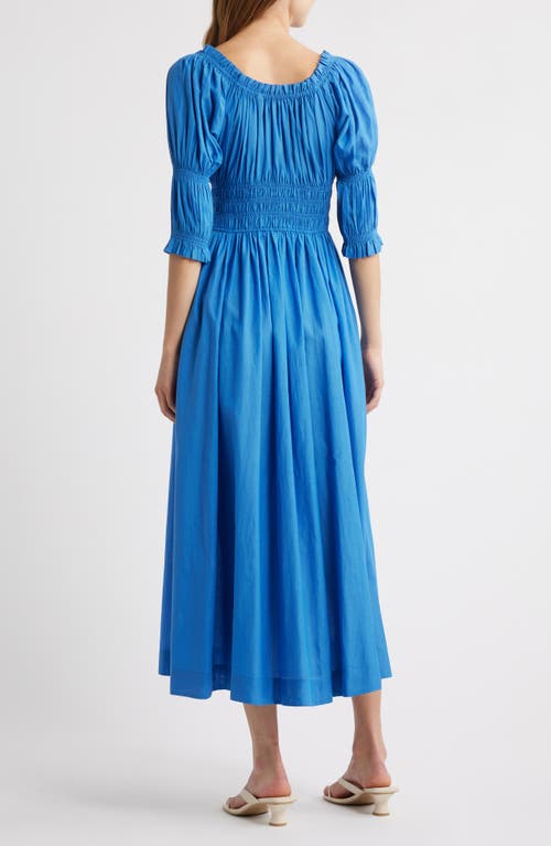 Doen Dôen Ischia Shirred Maxi Dress In Blue