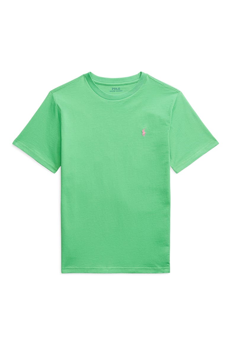 Kids' Solid Cotton Crewneck T-Shirt, Main, color, GREEN