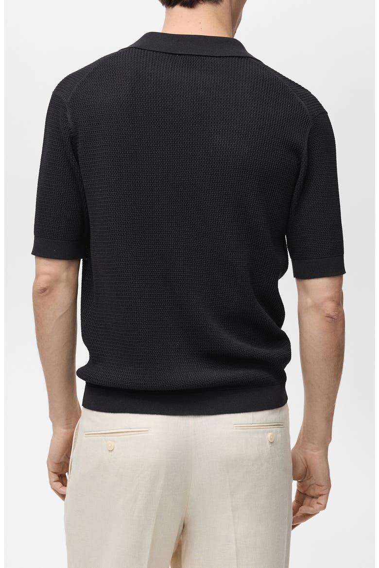 Structured Fine Knit Polo, Alternate, color, BLACK