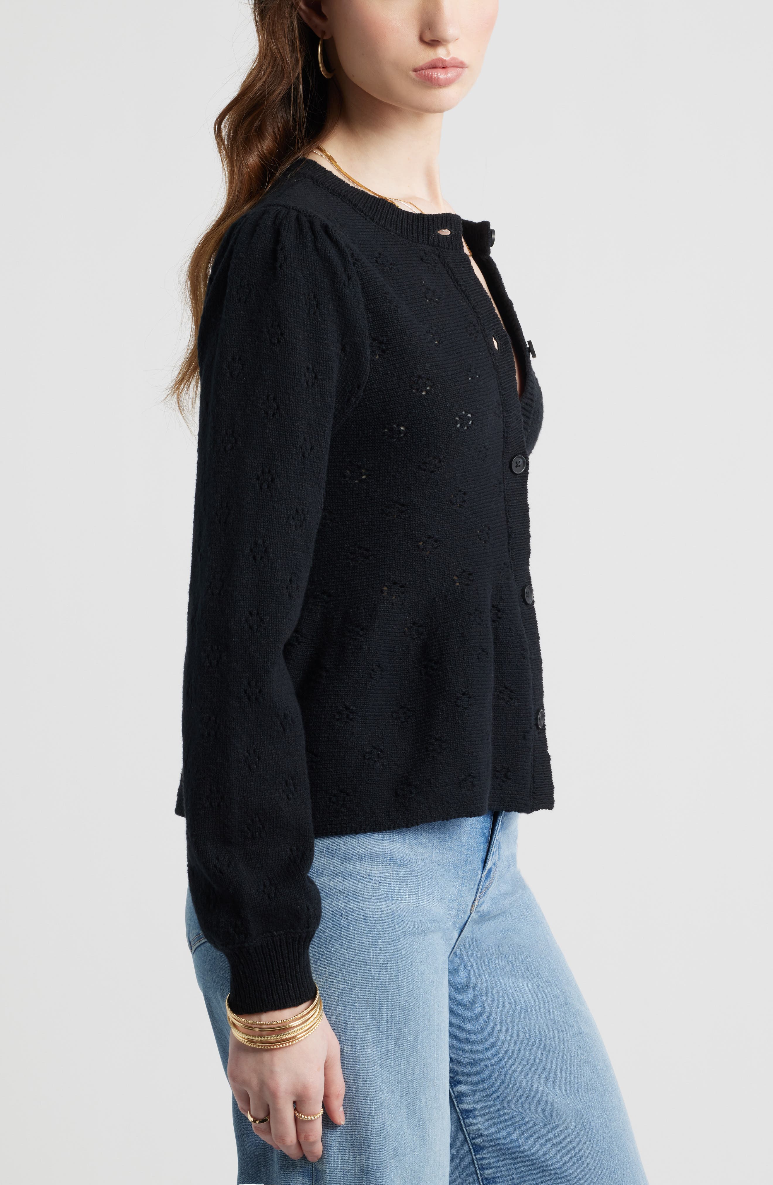 Pointelle Peplum Cardigan (Women) | Nordstrom
