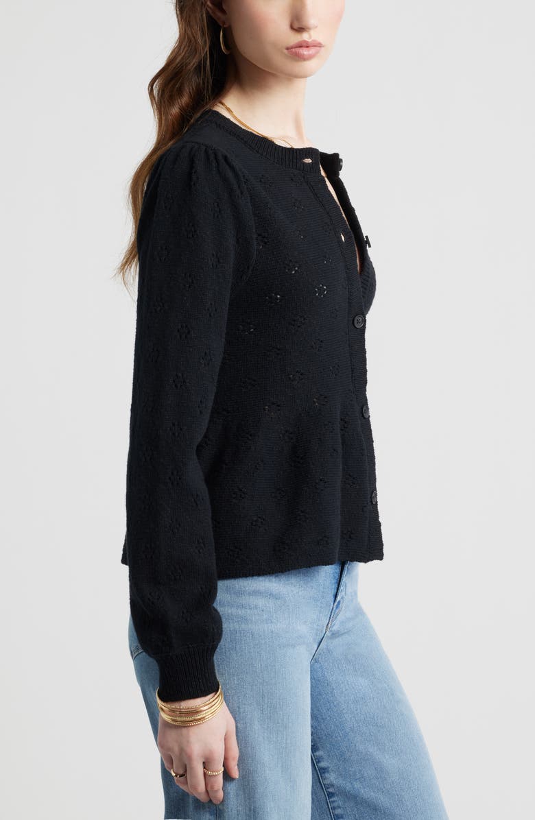 Treasure & Bond Pointelle Peplum Cardigan, Alternate, color, Black