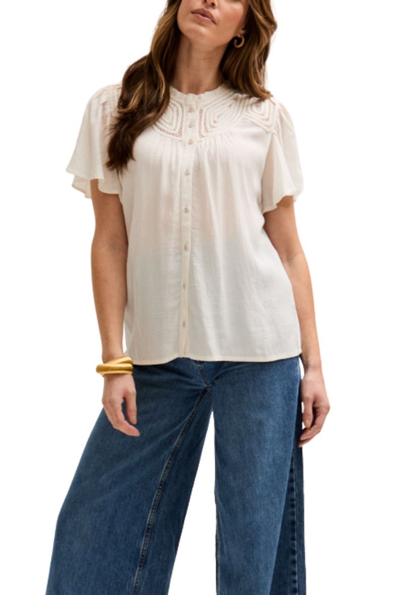 Kew Lace Insert Angel Sleeve Shirt, Main, color, Natural