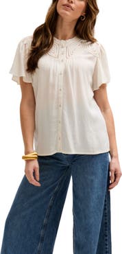 Lily and Lionel London Kew Lace Insert Angel Sleeve Shirt