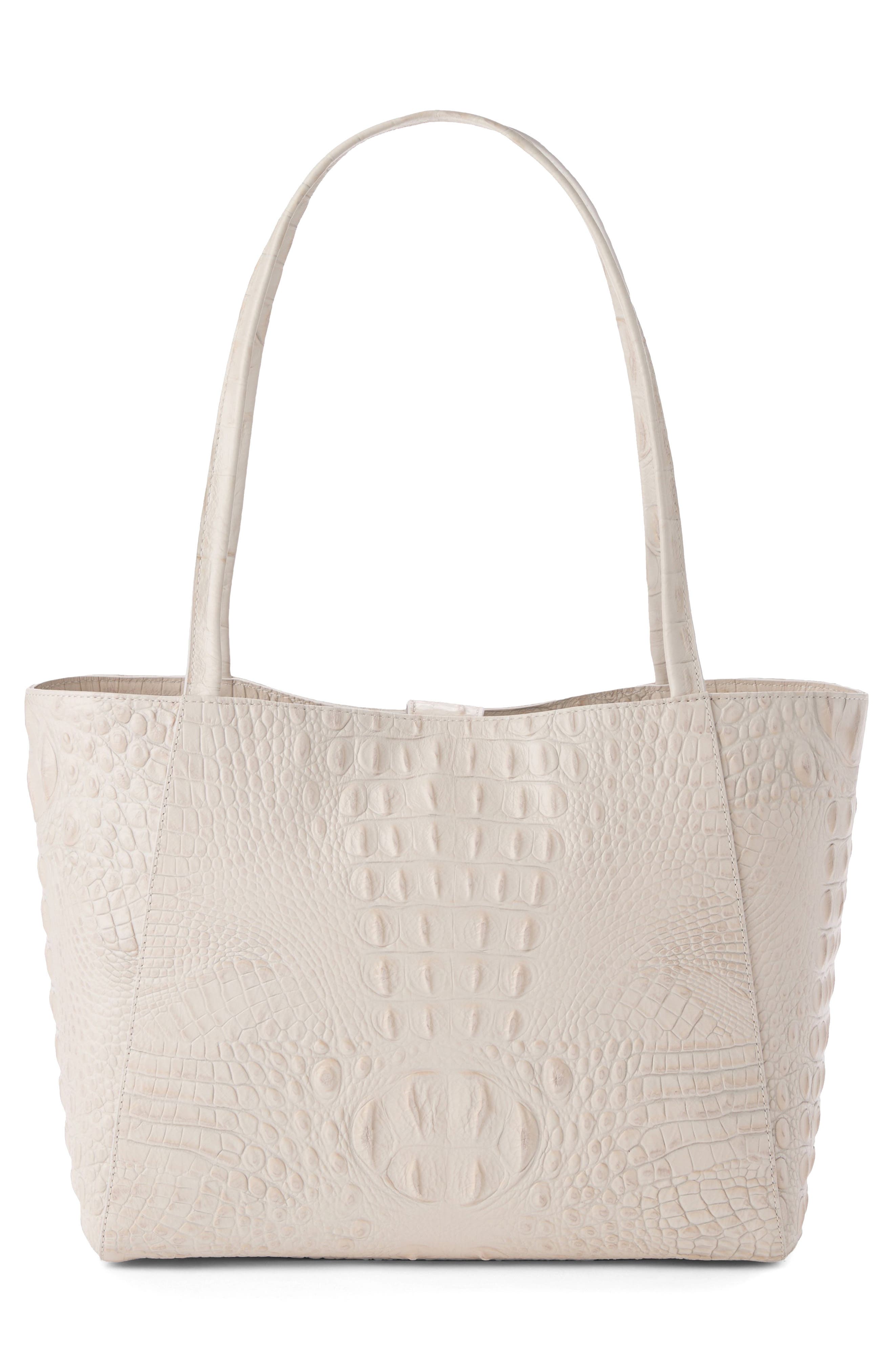Brahmin Mona Croc Embossed Leather Tote, Alternate, color, Ivory