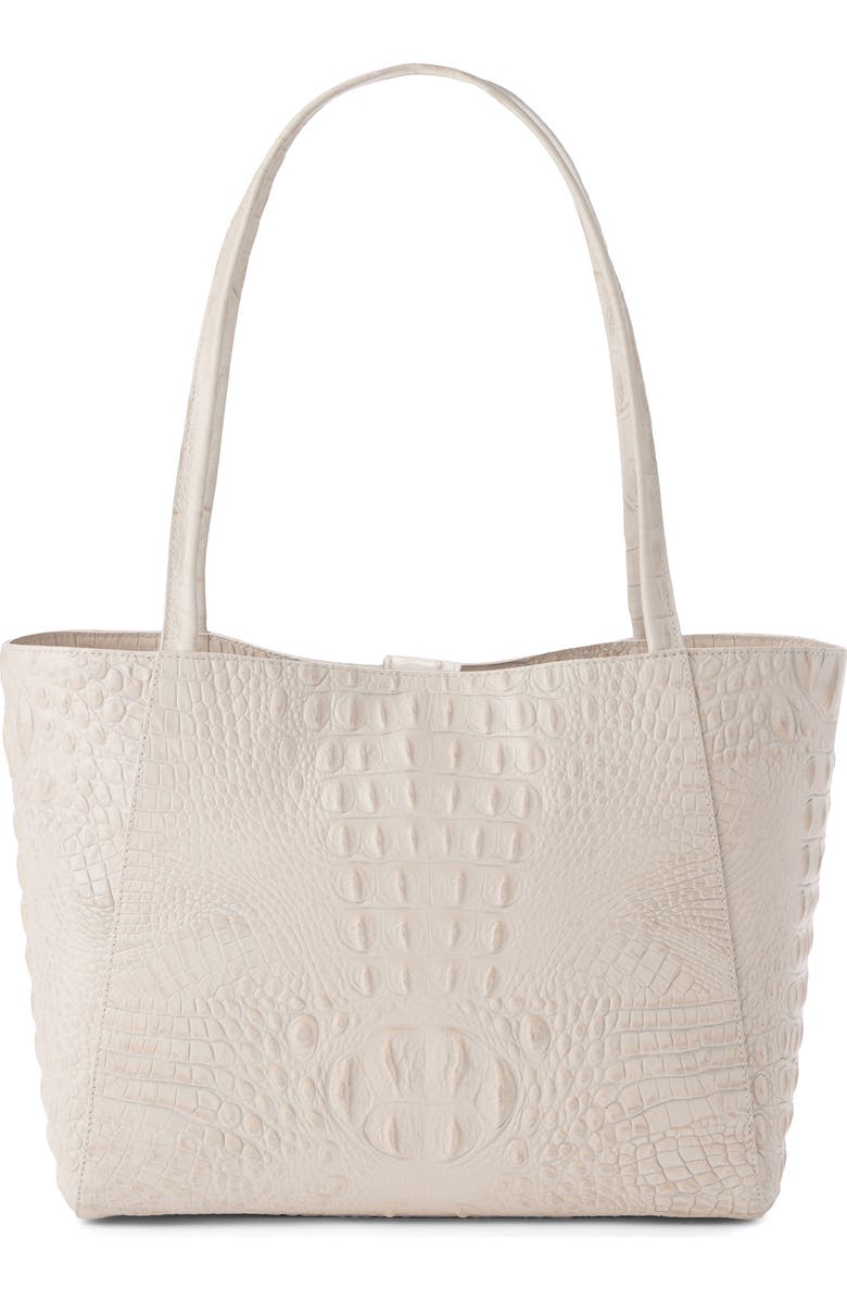 Brahmin Mona Croc Embossed Leather Tote, Alternate, color, Ivory