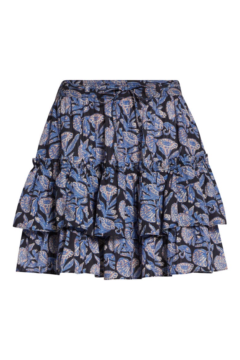 Arlin Paisley Floral Tiered Ruffle Cotton Blend Miniskirt, Alternate, color, ZINNIA
