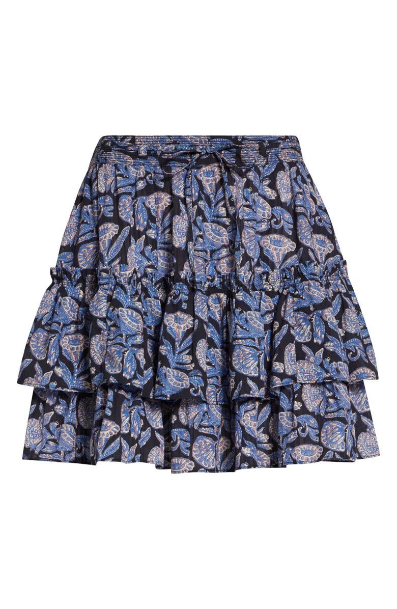 Ulla Johnson Arlin Paisley Floral Tiered Ruffle Cotton Blend Miniskirt, Main, color, Zinnia
