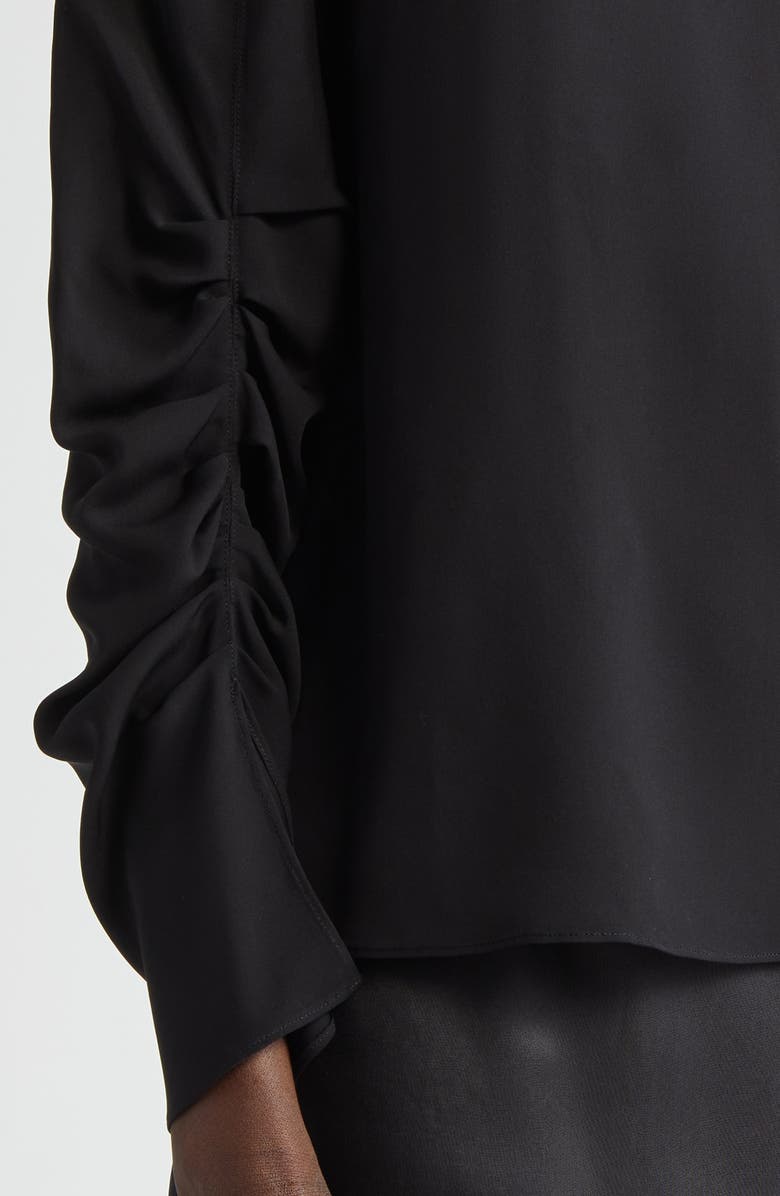 Lafayette 148 New York Ruched Sleeve Silk Crepe Top, Alternate, color, 