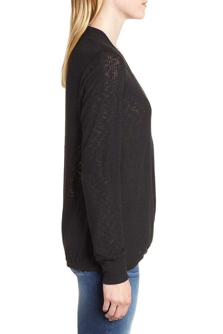 Faux Wrap Knit Top, Alternate, color, BLACK
