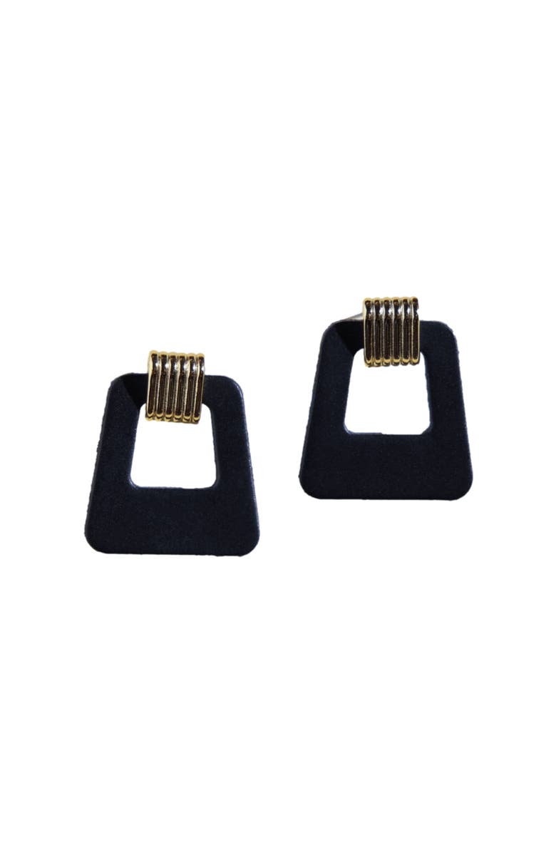 Nickel & Suede Avery Earrings, Main, color, Black / Gold