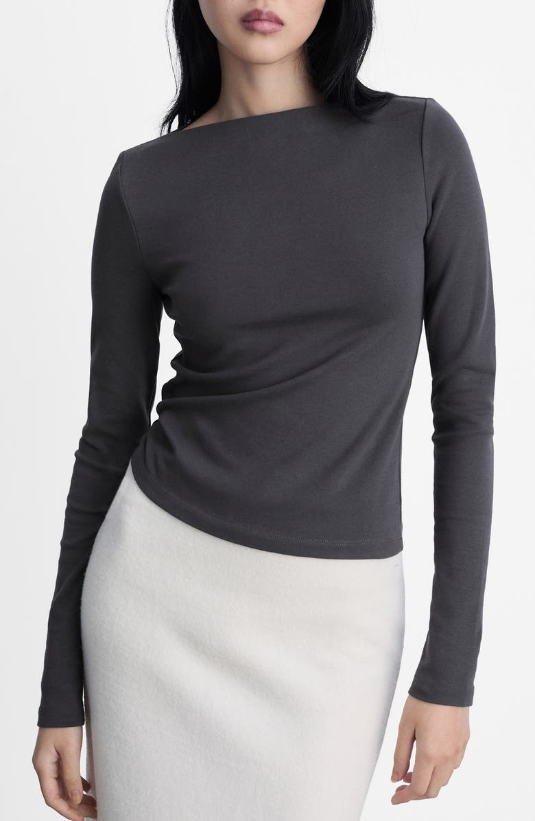 MANGO Murmi Long Sleeve Cotton Boat Neck T-Shirt, Main, color,