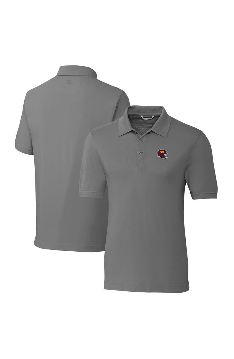 Cutter & Buck Men's Cutter & Buck  Gray Washington Commanders Helmet Advantage Tri-Blend Pique Polo, Main, color, 
