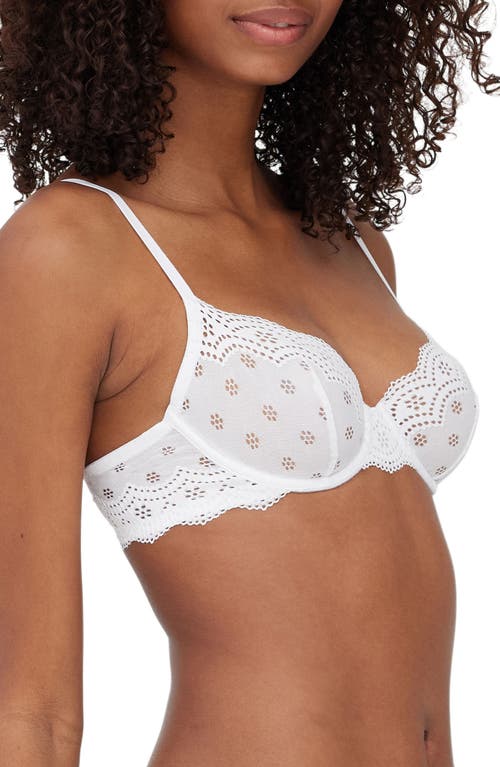 Skarlett Blue Smitten Underwire Eyelet Lace Demi Bra In White