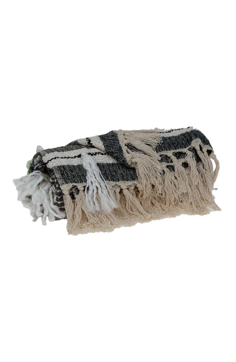 PARKLAND COLLECTION Ira Eclectic White 52" x 67" Woven Handloom Throw, Alternate, color,