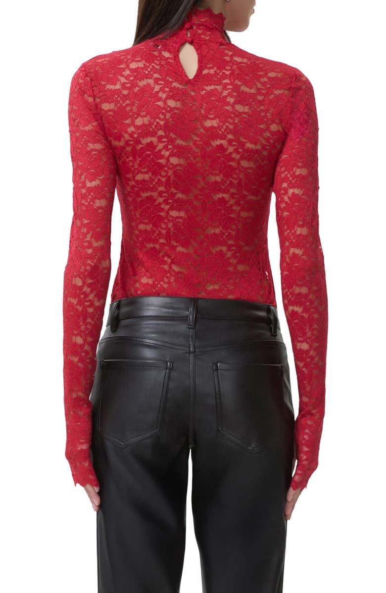 AFRM Zadie Sheer Lace Top, Alternate, color, Poppy Red