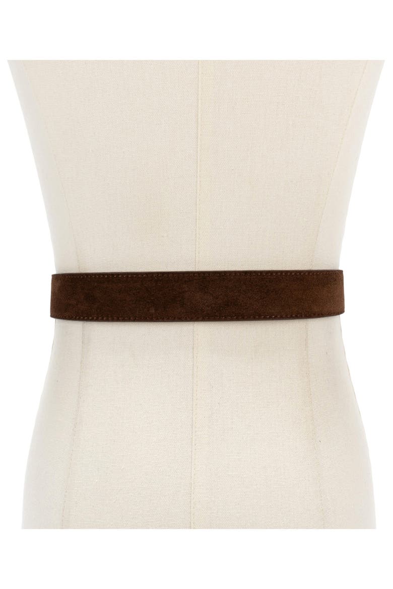 Chelsea Crystal Eagle Buckle Suede Belt, Alternate, color, CHOCOLATE BROWN