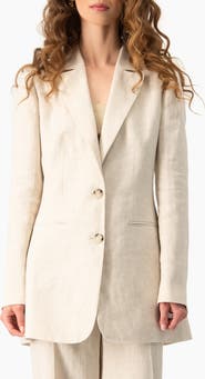 IVONNE Linen Tailored Two-Button Blazer