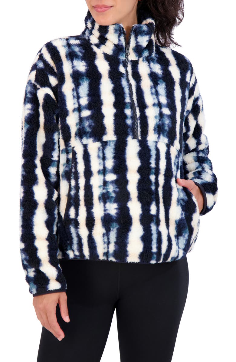 SAGE COLLECTIVE Half Zip Faux Shearling Jacket, Alternate, color, Tie Dye Plaid
