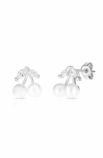SPHERA MILANO Freshwater Pearl & Cubic Zirconia Cherry Stud Earrings