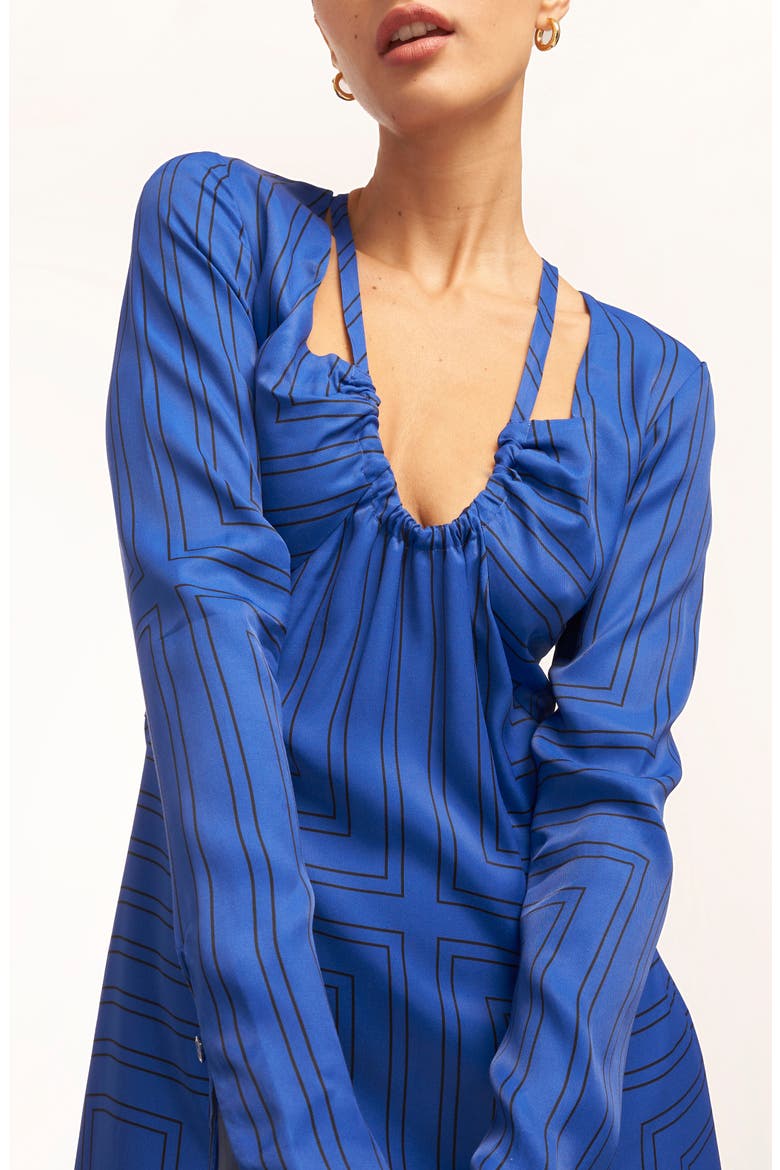 Vera Long Sleeve Midi Dress, Alternate, color, SURREALIST BLUE AND TRUE BLACK