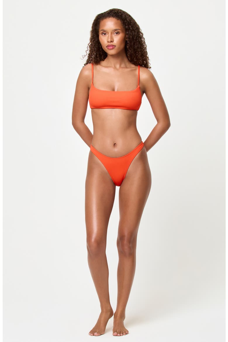 Presley Rib Bikini Top, Alternate, color, POPPY