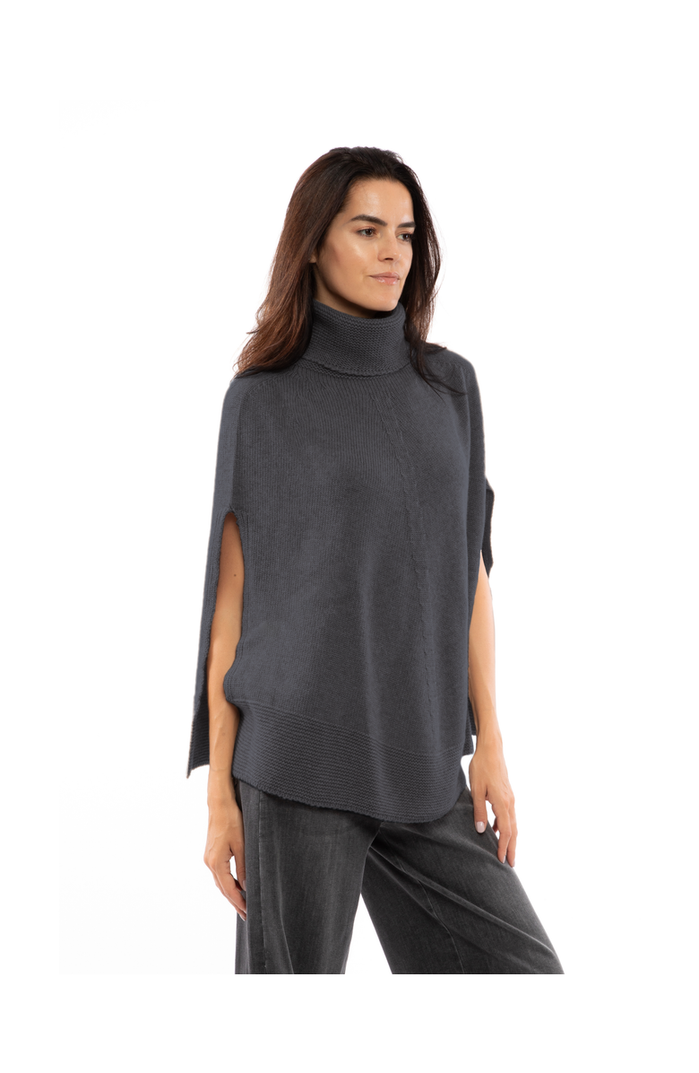 Monticelli Cashmere Pure Cashmere Turtleneck Poncho, Alternate, color, Charcoal