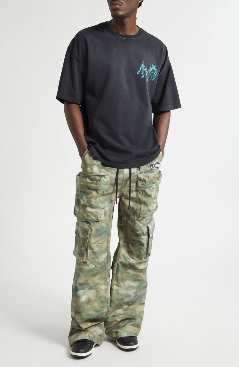 AMIRI Oversize Flames Logo Graphic T-Shirt, Alternate, color, Black