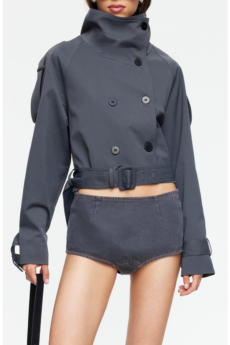 Blanc Crop Trench Coat, Main, color, SLATE