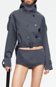 LIONESS Blanc Crop Trench Coat