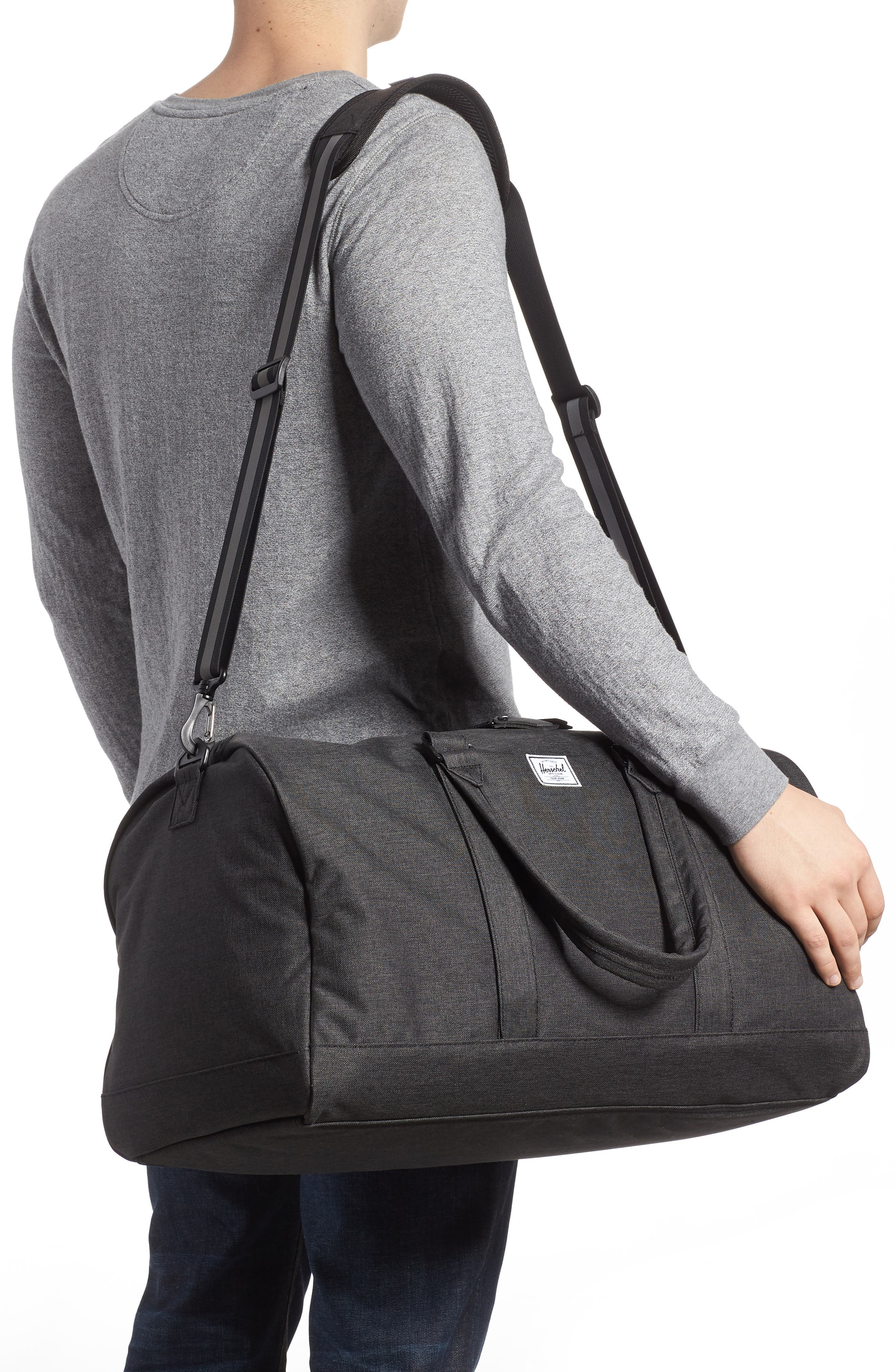 Herschel Supply Co. Novel Reflective Duffel Bag, Alternate, color, Black Crosshatch/ Reflective