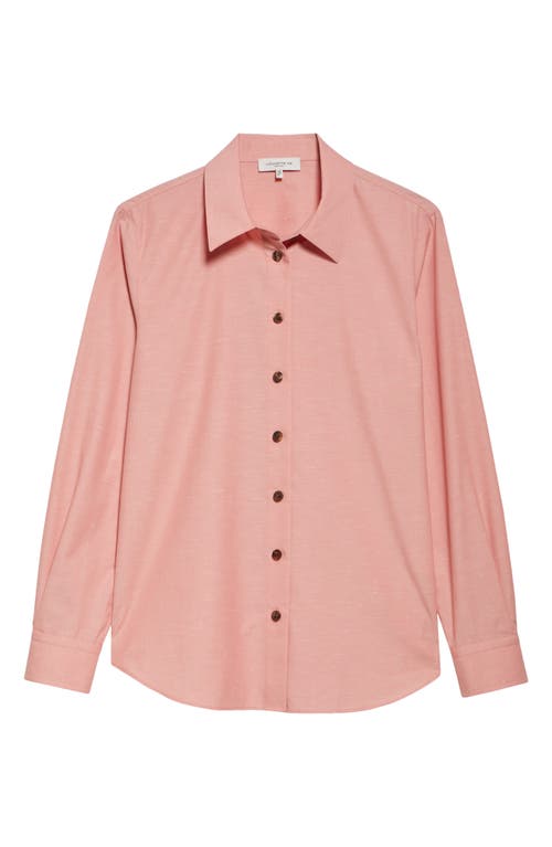 Shop Lafayette 148 New York Slub Cotton Button-up Shirt In Pastel Pink Melange