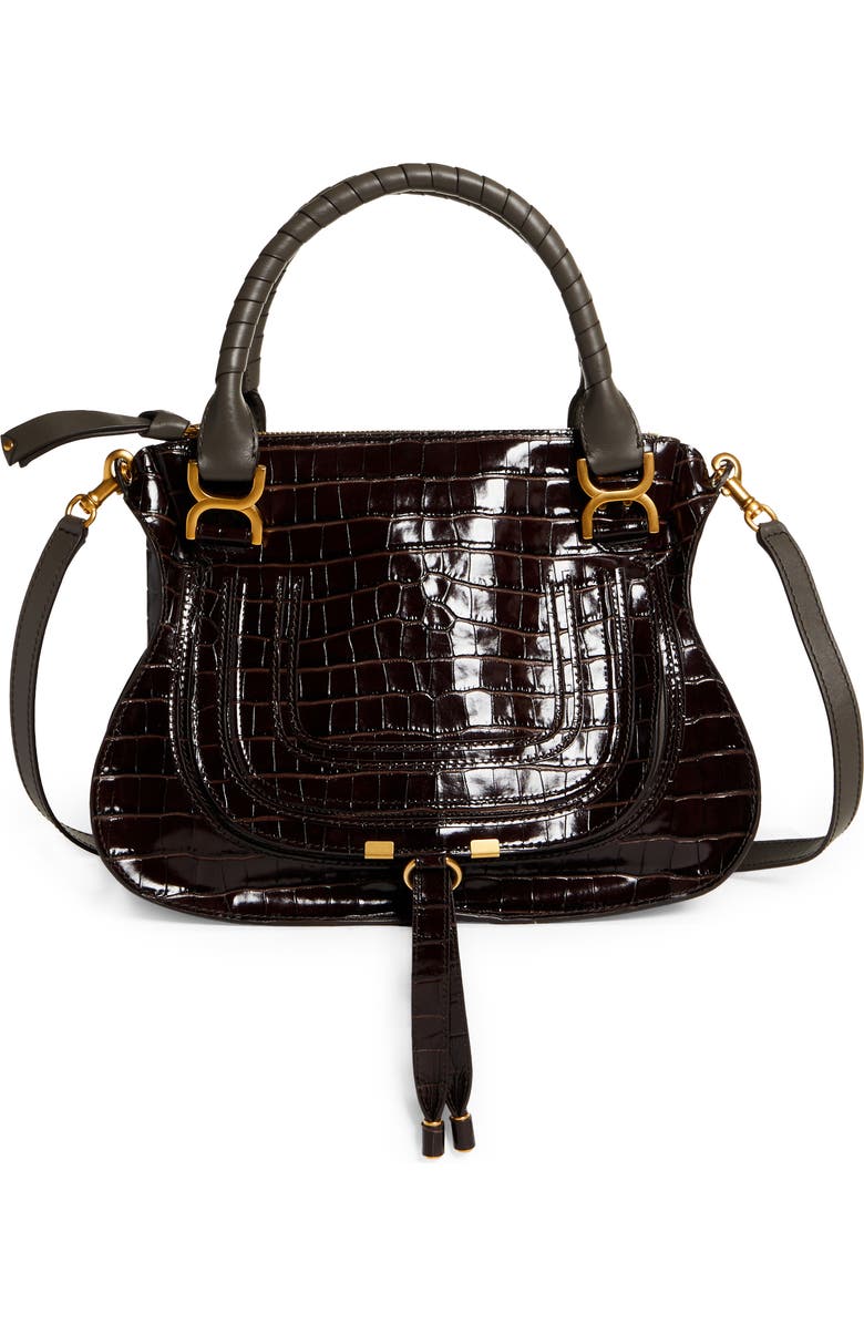 Chloé Medium Marcie Croc-Embossed Leather Top Handle Bag, Main, color,
