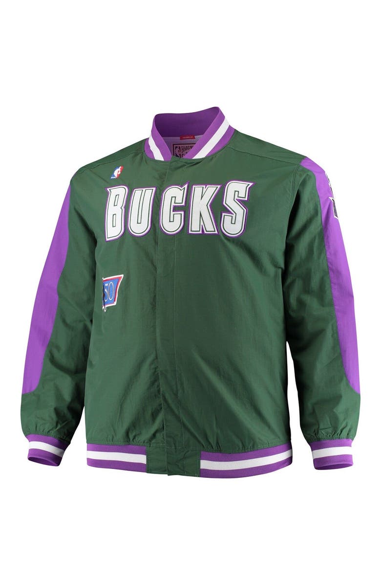 Mitchell & Ness Men's Mitchell & Ness Green Milwaukee Bucks Big & Tall Hardwood Classics Authentic Warm-Up Full-Snap Jacket, Alternate, color,
