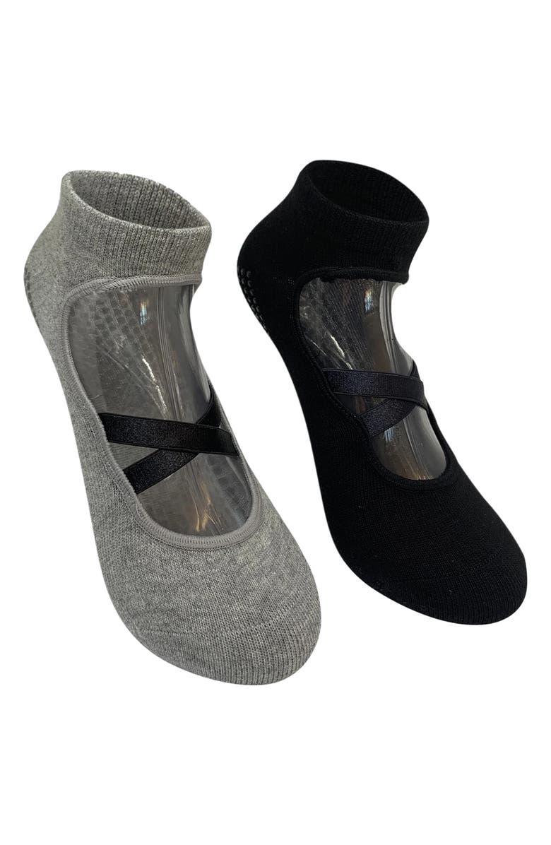 HIGH HEEL JUNGLE Good Pointe 2-Pack Cotton Blend Grip Socks, Main, color, Black