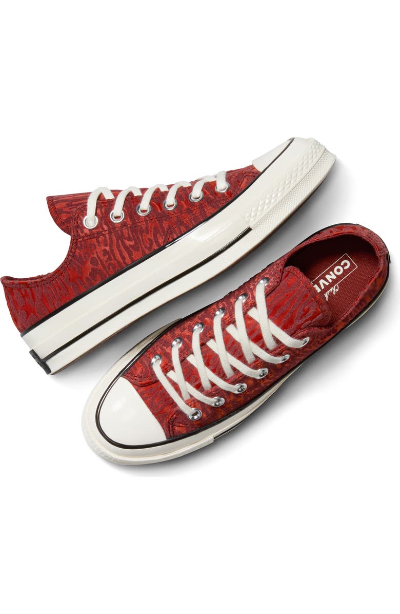 Converse Gender Inclusive Chuck 70 Leopard Flocked Satin Low Top Sneaker, Alternate, color, Rottin Apple/ By The Campfire