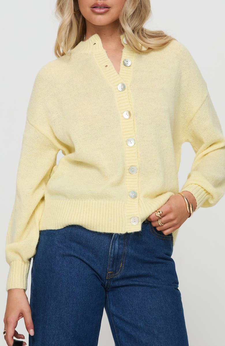 Princess Polly Sunbeam Cardigan, Main, color, Yellow