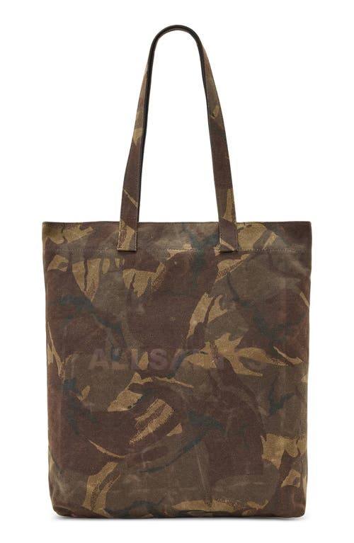 Shop Allsaints Yuto Deadstock Canvas Tote Bag In Camo Green