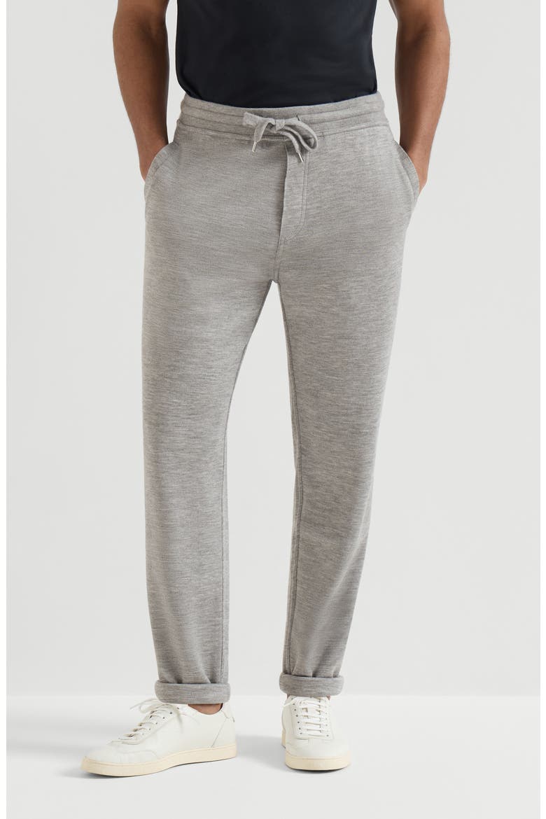 Cashmere and silk French terry trousers, Main, color, Grey