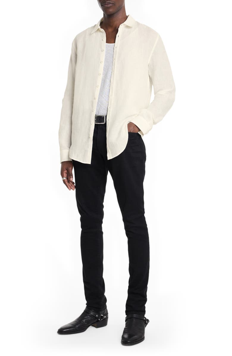 John Varvatos Bucks Linen Button-Up Shirt, Alternate, color, White