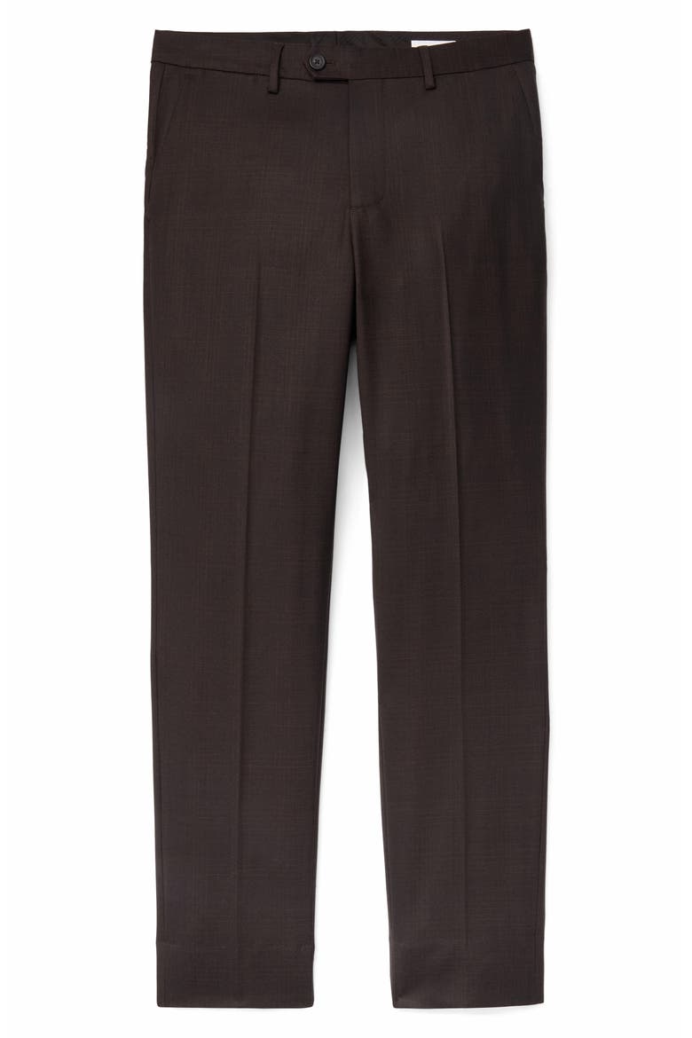 Weekday Warrior Slim Fit Flat Front Stretch Wool Dress Pants, Alternate, color, CHOCOLATE BROWN WINDOWPANE