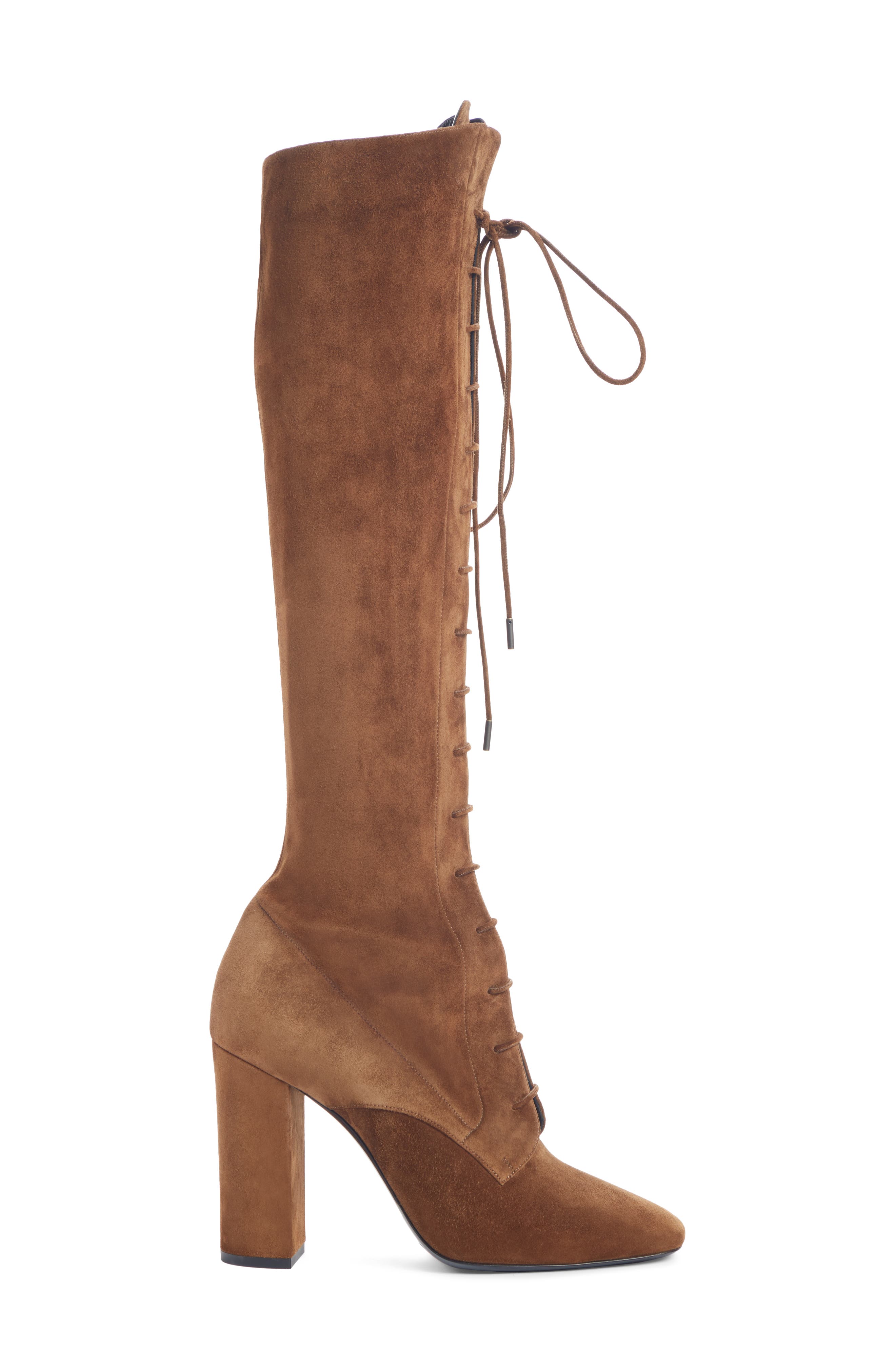 Saint Laurent Laura Over the Knee Lace-Up Boot, Alternate, color, 