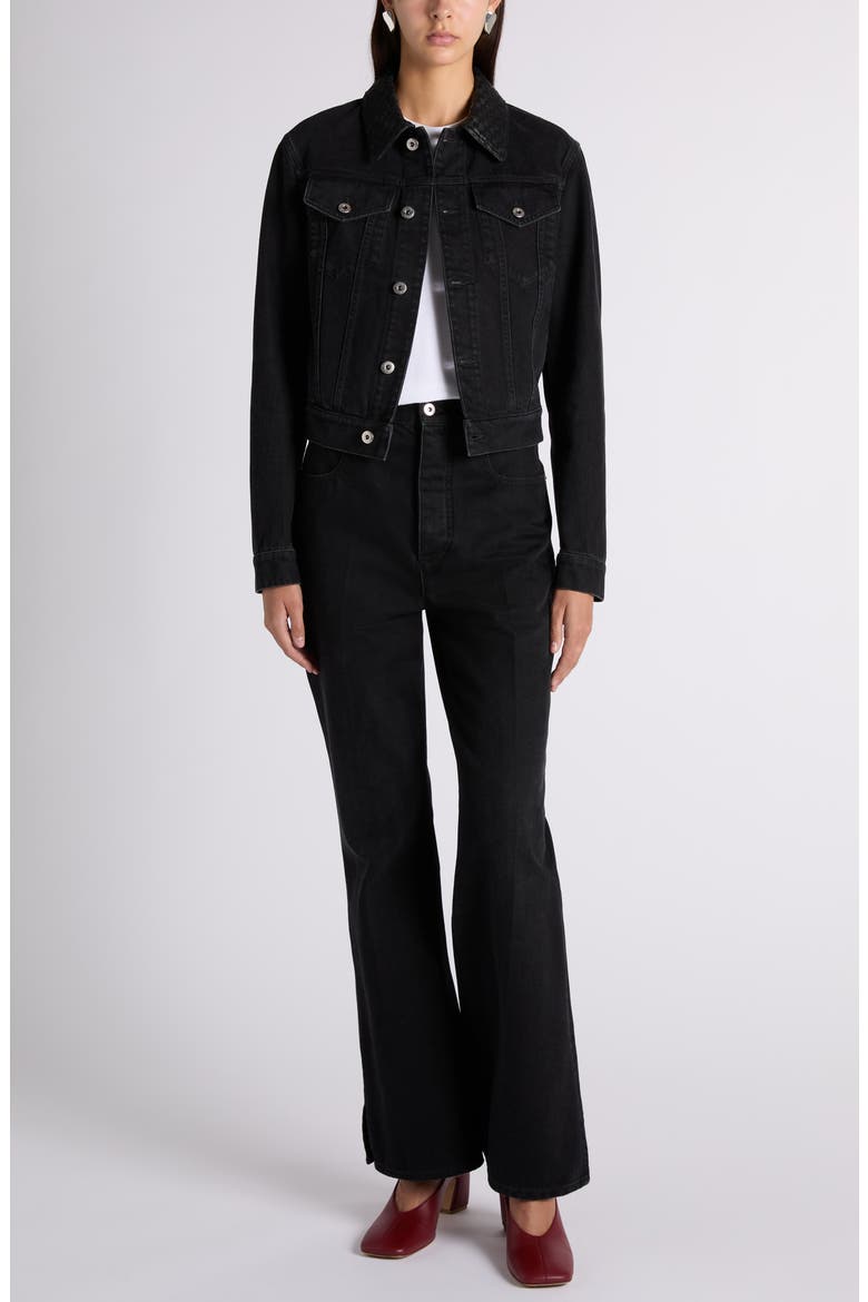 Intrecciato Collar Denim Jacket, Alternate, color, BLACK