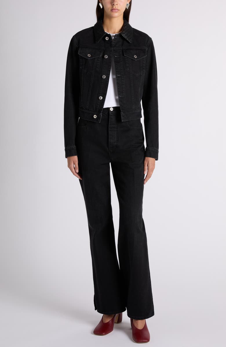 Bottega Veneta Intrecciato Collar Denim Jacket, Alternate, color, Black