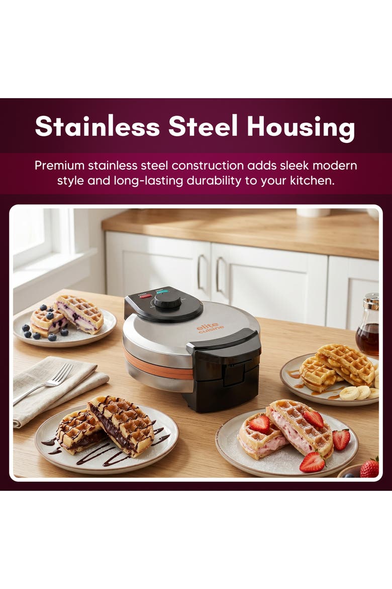 EWML0062 Belgian Waffle Maker, Alternate, color, Metallic Silver