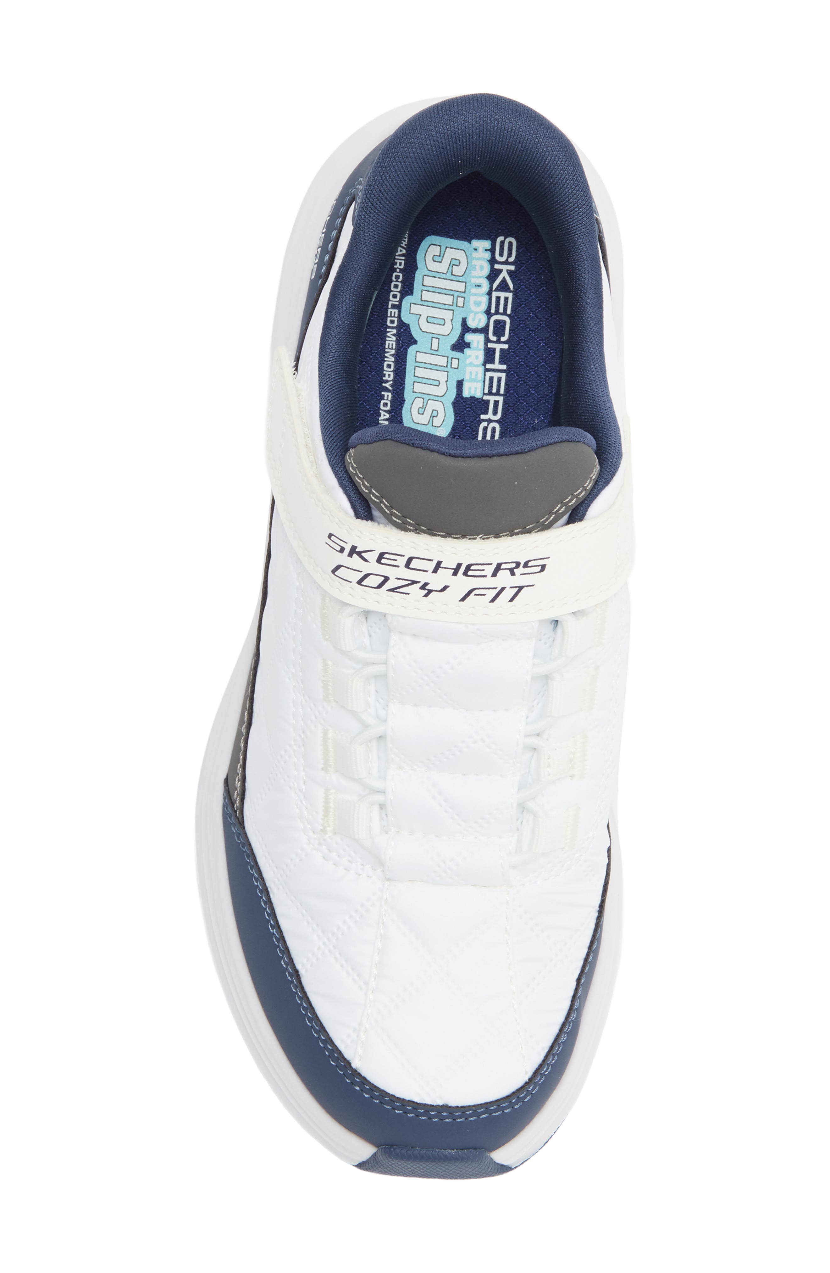 SKECHERS Kids' Contour Foam Sneaker, Alternate, color, White/ Navy